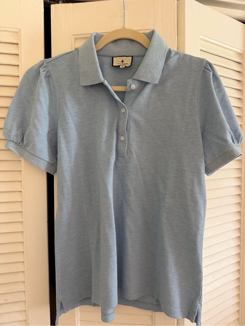 Tuckernuck Light Blue Puff-Sleeve Polo Top - Picture 4 of 6